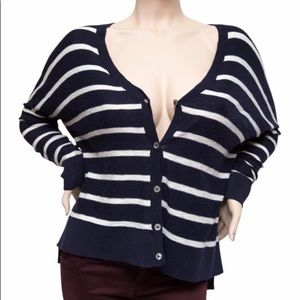 Vince Navy and White Striped Cardigan XS